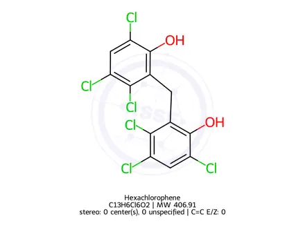 Chemical structure of Hexachlorophene