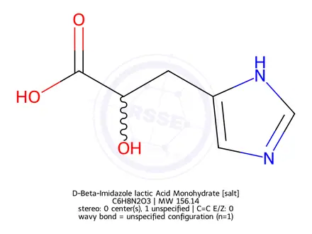 Chemical structure of D-Beta-Imidazole lactic Acid Monohydrate