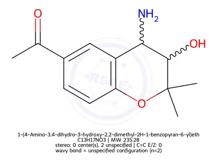 Chemical structure of 1-(4-Amino-3,4-dihydro-3-hydroxy-2,2-dimethyl-2H-1-benzopyran-6-yl)ethanone