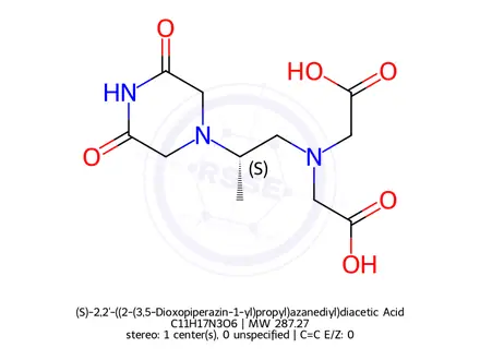 Chemical structure of (S)-2,2'-((2-(3,5-Dioxopiperazin-1-yl)propyl)azanediyl)diacetic Acid
