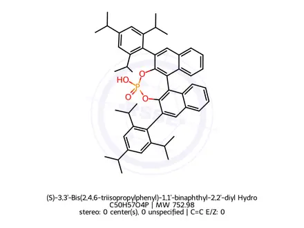 Chemical structure of (S)-3,3'-Bis(2,4,6-triisopropylphenyl)-1,1'-binaphthyl-2,2'-diyl Hydrogen Phosphate