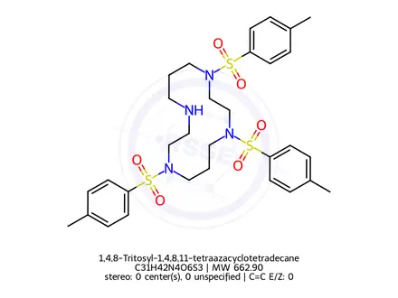 Chemical structure of 1,4,8-Tritosyl-1,4,8,11-tetraazacyclotetradecane