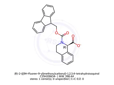 Chemical structure of (R)-2-(((9H-Fluoren-9-yl)methoxy)carbonyl)-1,2,3,4-tetrahydroisoquinoline-1-carboxylic acid