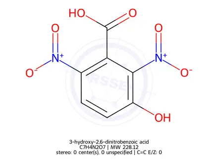 Chemical structure of 3-hydroxy-2,6-dinitrobenzoic acid
