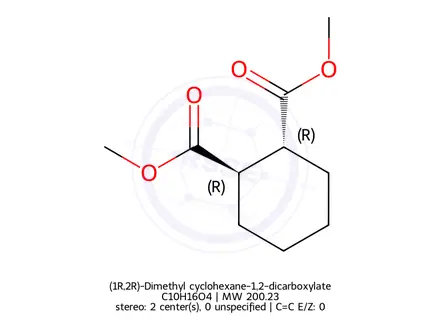Chemical structure of (1R,2R)-dimethyl cyclohexane-1,2-dicarboxylate