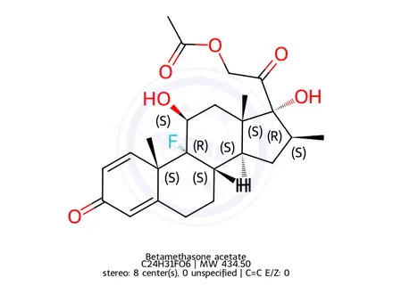 Chemical structure of Betamethasone acetate