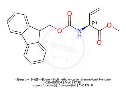 Chemical structure of (S)-methyl 2-((((9H-fluoren-9-yl)methoxy)carbonyl)amino)but-3-enoate