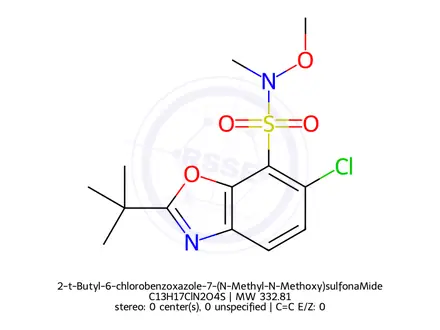 Chemical structure of 2-t-Butyl-6-chlorobenzoxazole-7-(N-Methyl-N-Methoxy)sulfonaMide