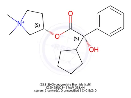 Chemical structure of (2S,3’S)-Glycopyrrolate Bromide