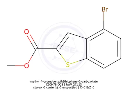 Chemical structure of methyl 4-bromobenzo[b]thiophene-2-carboxylate
