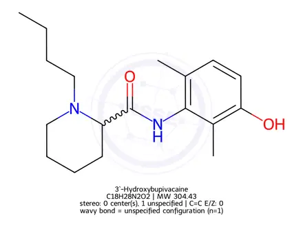 Chemical structure of 3`-Hydroxybupivacaine