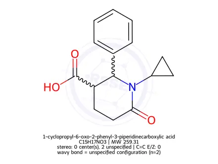 Chemical structure of 1-cyclopropyl-6-oxo-2-phenyl-3-piperidinecarboxylic acid