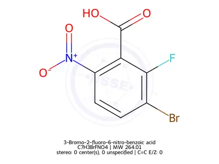 Chemical structure of 3-Bromo-2-fluoro-6-nitro-benzoic acid