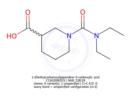 Chemical structure of 1-(Diethylcarbamoyl)piperidine-3-carboxylic acid