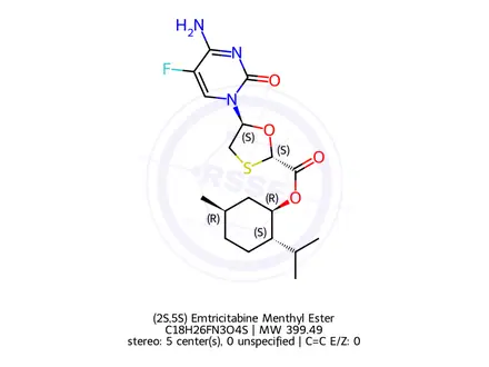 Chemical structure of (2S,5S) Emtricitabine Menthyl Ester