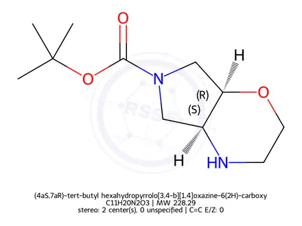 Chemical structure of (4aS,7aR)-tert-butyl hexahydropyrrolo[3,4-b][1,4]oxazine-6(2H)-carboxylate