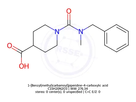 Chemical structure of 1-[Benzyl(methyl)carbamoyl]piperidine-4-carboxylic acid