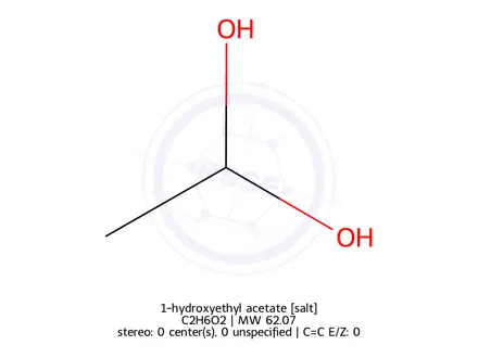 Chemical structure of 1-hydroxyethyl acetate