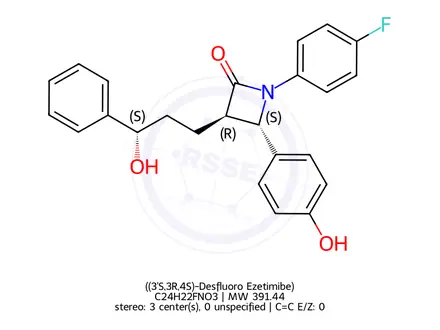 Chemical structure of ((3'S,3R,4S)-Desfluoro Ezetimibe)
