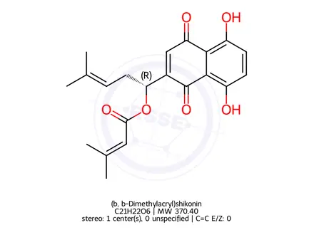 Chemical structure of (b, b-Dimethylacryl)shikonin