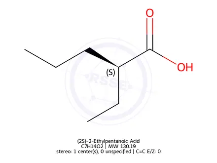 Chemical structure of (2S)-2-Ethylpentanoic Acid