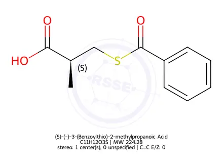 Chemical structure of (S)-(-)-3-(Benzoylthio)-2-methylpropanoic Acid