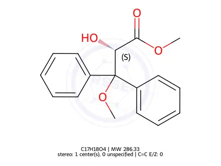 Chemical structure of (S)-methyl-2-hydroxy-3-methoxy-3,3-diphenylpropanoate