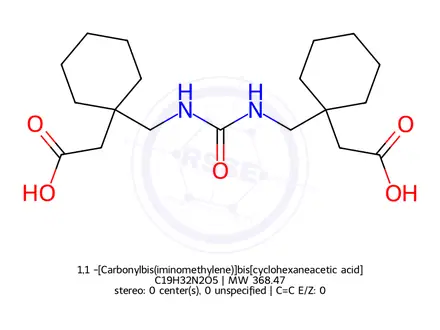 Chemical structure of 1,1′-[Carbonylbis(iminomethylene)]bis[cyclohexaneacetic acid]