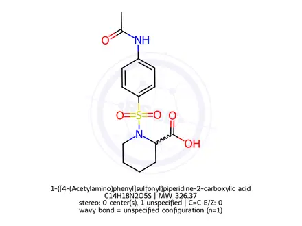 Chemical structure of 1-{[4-(Acetylamino)phenyl]sulfonyl}piperidine-2-carboxylic acid