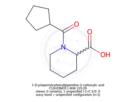 Chemical structure of 1-(Cyclopentylcarbonyl)piperidine-2-carboxylic acid
