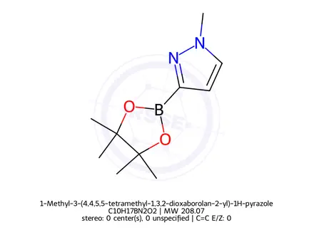Chemical structure of 1-Methyl-3-(4,4,5,5-tetramethyl-1,3,2-dioxaborolan-2-yl)-1H-pyrazole