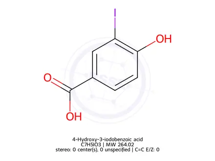 Chemical structure of 4-Hydroxy-3-iodobenzoic acid