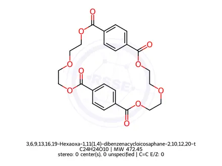 Chemical structure of 3,6,9,13,16,19-Hexaoxa-1,11(1,4)-dibenzenacycloicosaphane-2,10,12,20-tetraone