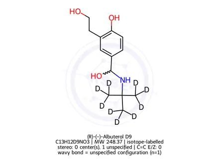 Chemical structure of (R)-(-)-Albuterol D9