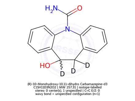 Chemical structure of (R)-10-Monohydroxy-10,11-dihydro Carbamazepine-d3