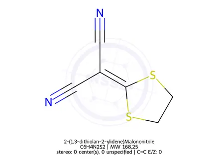 Chemical structure of 2-(1,3-dithiolan-2-ylidene)Malononitrile