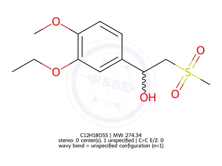 Chemical structure of 1-(3-ethoxy-4-methoxyphenyl)-2-(methylsulfonyl)ethan-1-ol