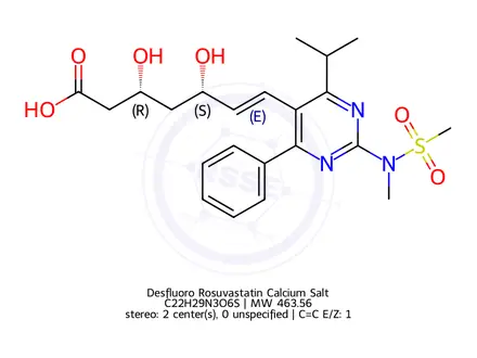 Chemical structure of Desfluoro Rosuvastatin Calcium Salt