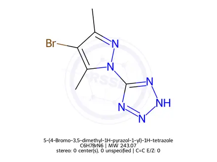Chemical structure of 5-(4-Bromo-3,5-dimethyl-1H-pyrazol-1-yl)-1H-tetrazole