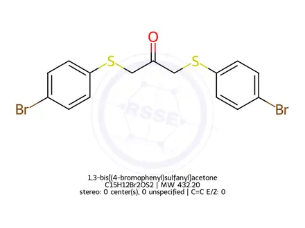 Chemical structure of 1,3-bis[(4-bromophenyl)sulfanyl]acetone
