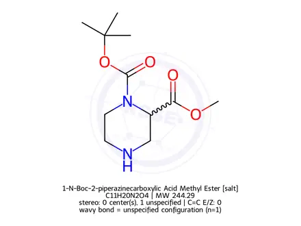 Chemical structure of 1-N-Boc-2-piperazinecarboxylic Acid Methyl Ester