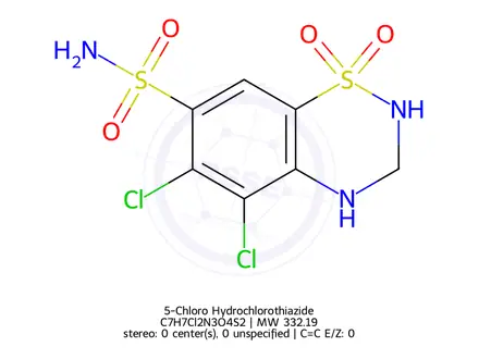 Chemical structure of 5-Chloro Hydrochlorothiazide