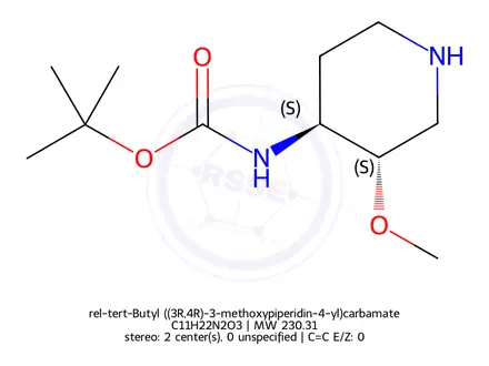 Chemical structure of rel-tert-Butyl ((3R,4R)-3-methoxypiperidin-4-yl)carbamate