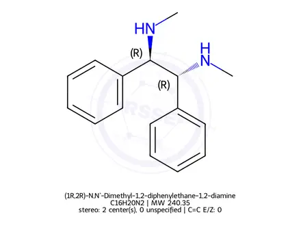 Chemical structure of (1R,2R)-N,N`-Dimethyl-1,2-diphenylethane-1,2-diamine