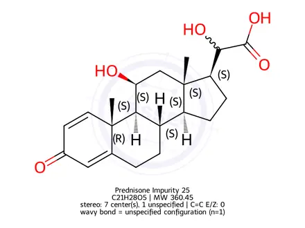 Chemical structure of (11β)-11,20-dihydroxy-3-oxo-pregna-1,4-dien-21-oic acid ( Mixture of ismoers)