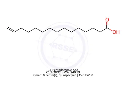 Chemical structure of 14 Pentadecenoic acid
