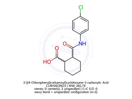 Chemical structure of 2-[(4-Chlorophenyl)carbamoyl]cyclohexane-1-carboxylic Acid