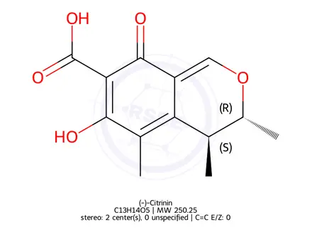 Chemical structure of (-)-Citrinin
