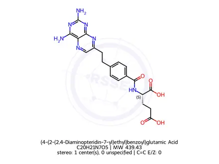 Chemical structure of (4-(2-(2,4-Diaminopteridin-7-yl)ethyl)benzoyl)glutamic Acid