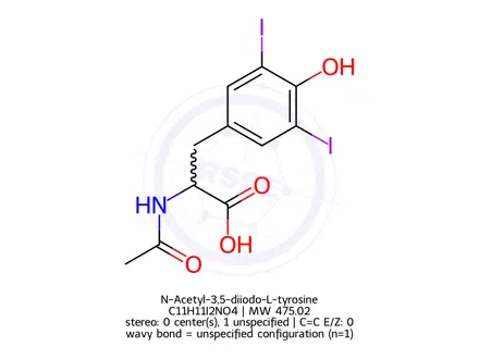 Chemical structure of N-Acetyl-3,5-diiodo-L-tyrosine